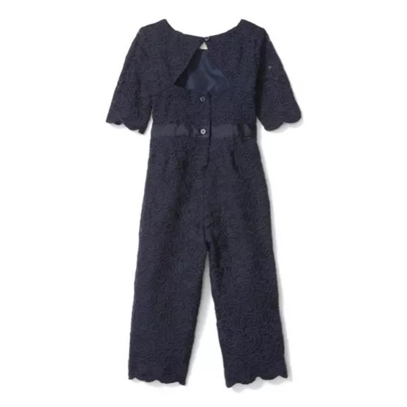 Janie and Jack Lace jumpsuit navy 4T - Picture 3 of 6